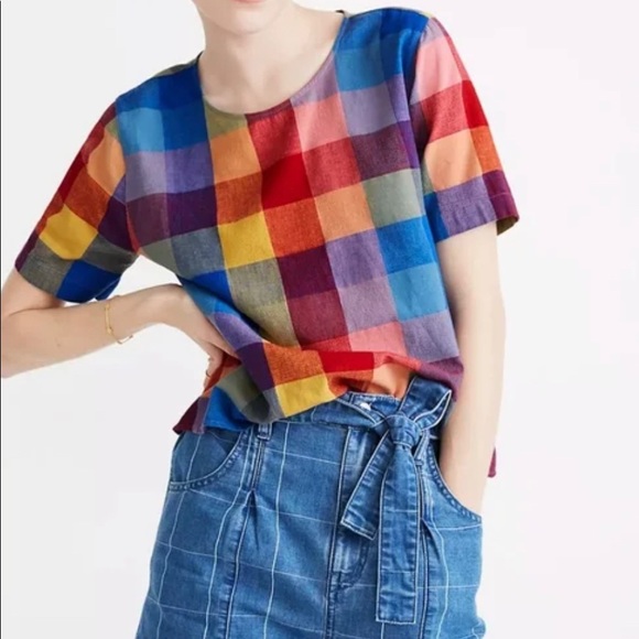 Madewell Tops - Madewell Rainbow Plaid Top